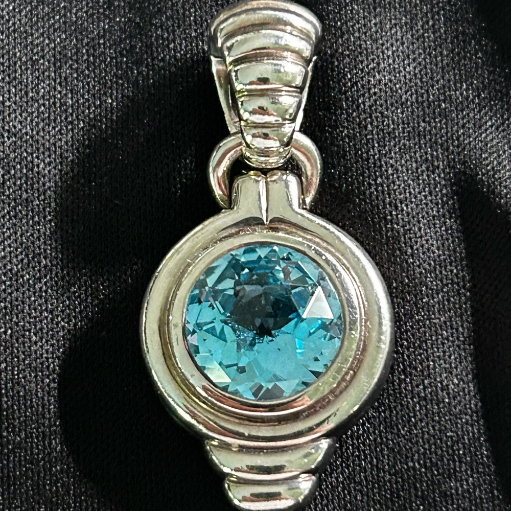 John Hardy Silver Pendant with Blue Topaz Gem